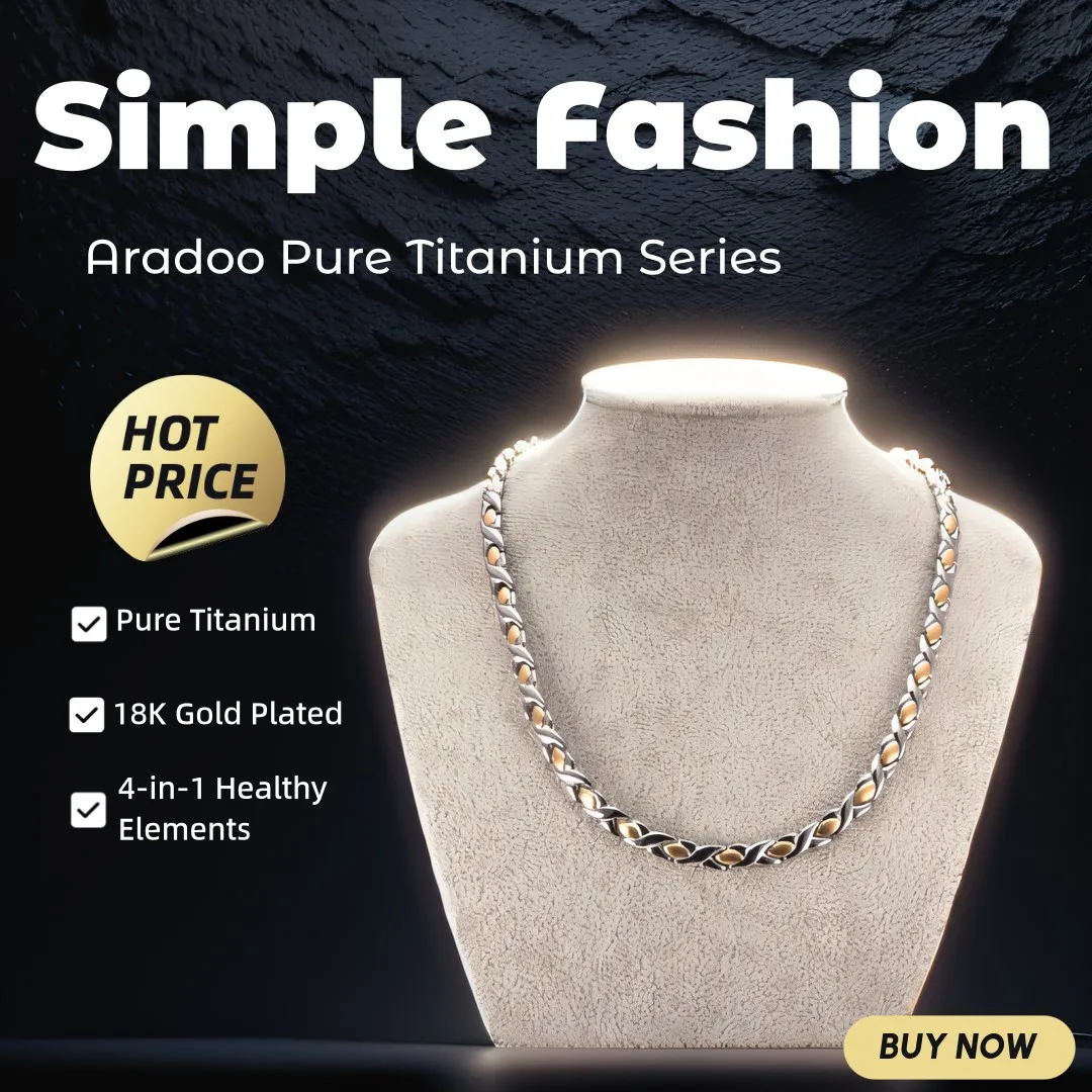 Ansi Chain - Aradoo สร้อยคอไทเทเนียมแท้คอปกไทเทเนียมเหล็กแม่เหล็ก Anion บำบัดลดความอ้วน