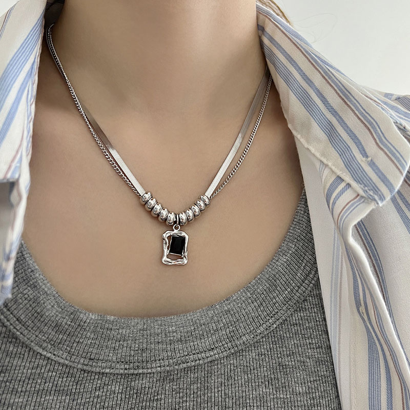 Xcm Chain - Layeredโซ่สแตนเลสChokerสร้อยคอผู้หญิงสไตล์โกธิคคริสตัลจี้สร้อยคอหญิงโซ่ใหม่