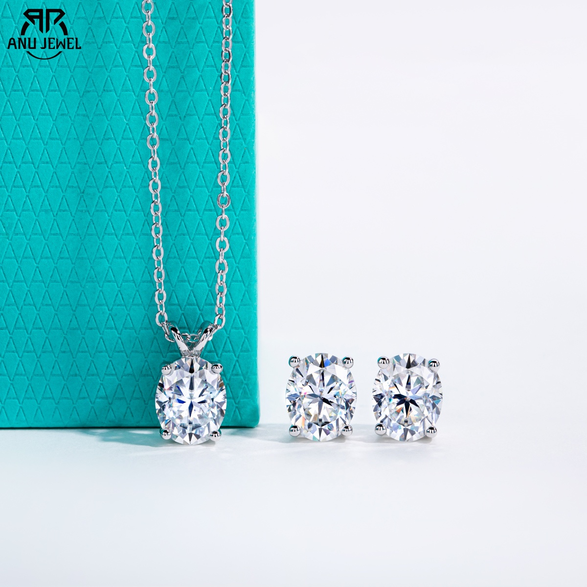 Ansi Chain - สร้อยคอโมอิสซาไนต์ทรงรี AnuJewel 2-5 กะรัต ต่างหู 0.5-3