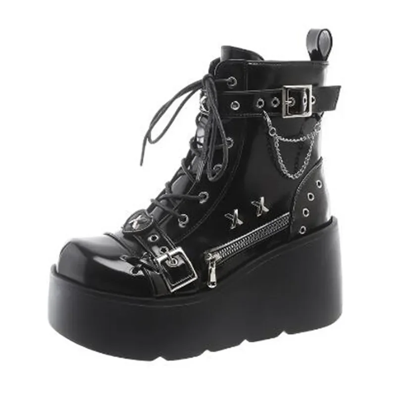 นักออกแบบผู้หญิงแพลตฟอร์ม Goth - Motorcycle Chain บทวิจารณ์และราคา